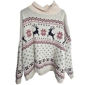 Torrid Women Fair Isle Nordic Mock Neck Sweater Sz 1/2 Chunky Knit Cabin Holiday